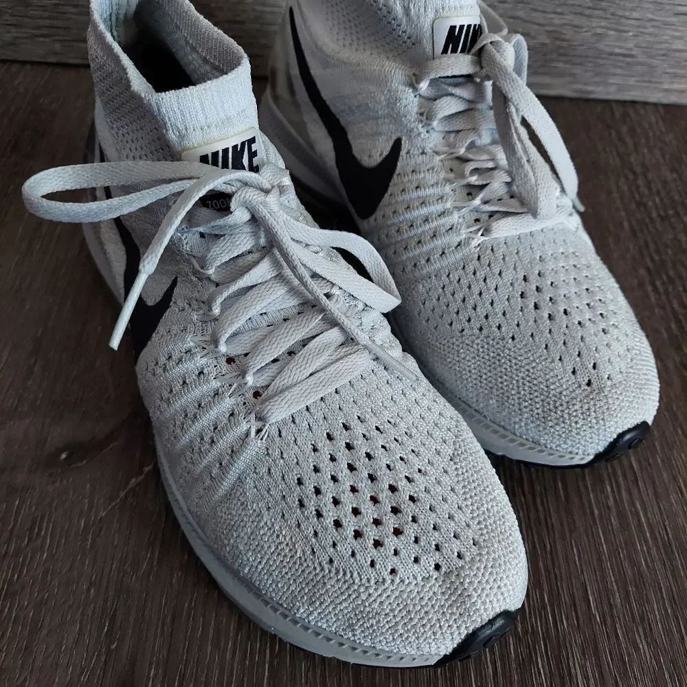 Nike Women's Zoom All Out Flyknit Pure Platinum 845361-100 Running Shoes Sz 6 - Picture 8 of 10